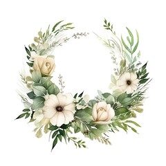 floral_wreath_with_flowers_and_leaves_in_watercolor