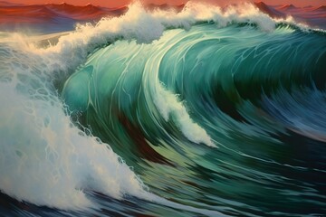 Watercolor ocean wave background. Illustration AI Generative