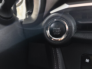 Lima, Peru; June 16 2023: Toyota interior power button Engine start detail