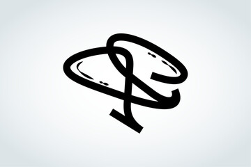 qc letter logo design template. line bold style with black color. isolated on square background with grey gradient color.