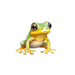 Obraz premium cute green frog in watercolor design against transparent background