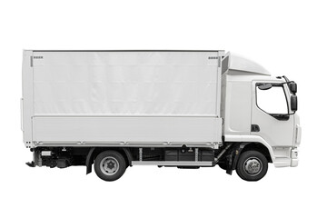 ein weißer Lastkraftwagen Frachttransporter mit weißer Frachtbox LKW-Frachtlieferung isoliert....