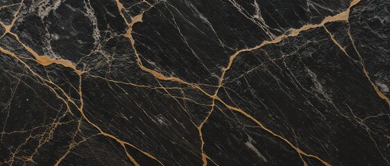 Obraz na płótnie Canvas Black marble stone texture background material Generative AI.