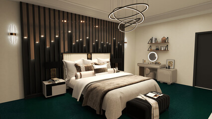 Design of a modern bedroom. High-tech, Modern, Luxurious