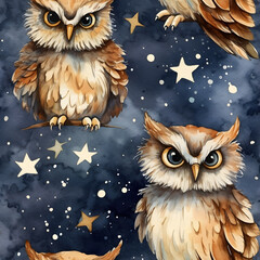Owl Seamless Pattern