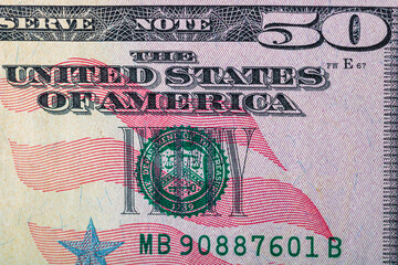 Close up macro detail of dollar money banknotes, detail photo of US Dollars, money concept