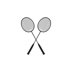 Badminton rackets, vector icon silhouette club logo