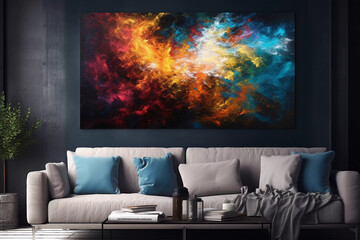 Living room with abstract painting