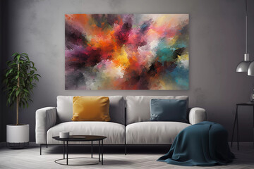 Living room with abstract painting