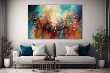 Living room with abstract painting