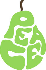 Pear illustration, Pear with the word Peace