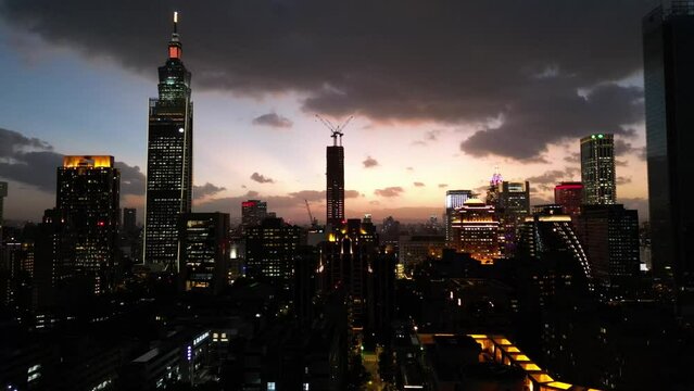 Night view in the Taipei city.