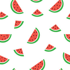 Watermelon seamless pattern. Vector illustration on white background. It can be used for wallpapers, wrapping, cards, patterns for clothes and other.