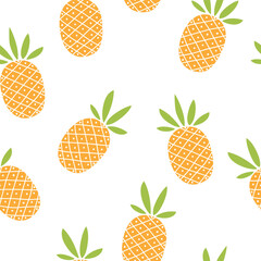 Pineapple seamless pattern. Summer background. Vector illustration. It can be used for wallpapers, wrapping, cards, patterns for clothes and other.
