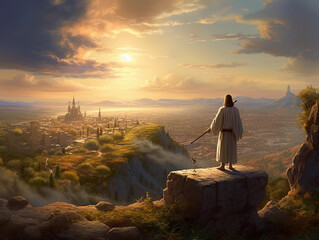 jesus watching sunset