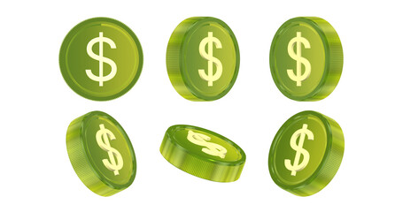 Colored 3D Coins for Forex and Finance