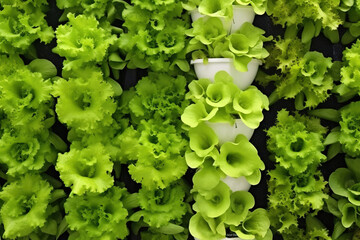 vertical hydroponic lettuce covering the whole frame