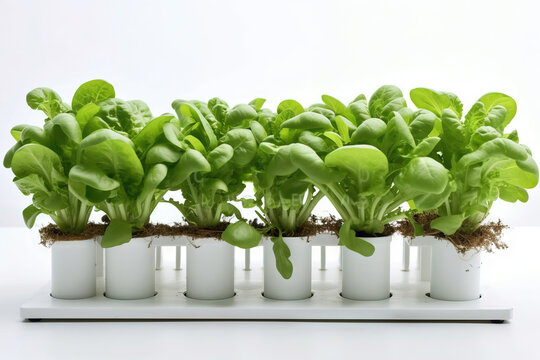 hydroponic vegetables with white background
