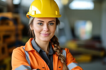 Confident female constructor worker posing with construction tools, constructor worker, builder, Labor Day Generative AI