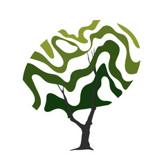 Tree logo. Unusual tree with a crown of wavy lines
