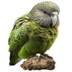 Fototapeta premium Kakapo Bird on branch isolated, generative ai cut out