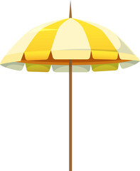 Yellow beach umbrella png. Illustration isolated on transparent background.