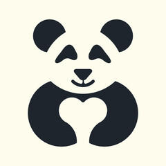 Panda logo holds heart. Animal Law of Closure Logo.

