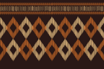 Ethnic Ikat fabric pattern geometric style.African Ikat embroidery Ethnic oriental pattern brown background. Abstract,vector,illustration.Texture,clothing,frame,decoration,carpet,motif.