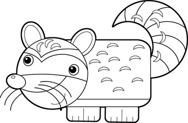 cartoon scene with cheerful raccoon badger on the white background illustration for children