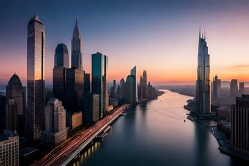 city at sunsetgenerated by AI technology 