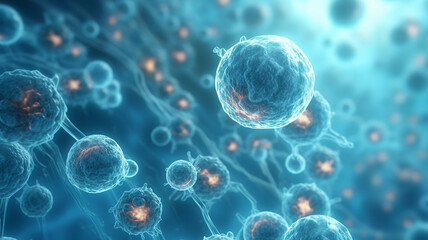 cancer cell illustration .Generative AI - obrazy, fototapety, plakaty