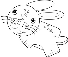 Cartoon scene with rabbit jumping happy isolated illustration for children