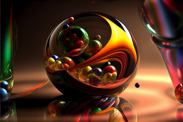 Beautiful marbles, Generative AI, colorful art, imaginative