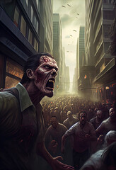 Fototapeta premium illustration of a Zombie attack - generative AI