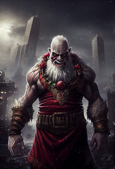 Naklejka premium portrait of a Zombie Santa Claus - generative AI