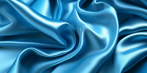 Fototapeta na wymiar blue colored bright fabric like satin as background 
