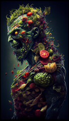 Fototapeta premium portrait of a vegan Zombie - generative AI