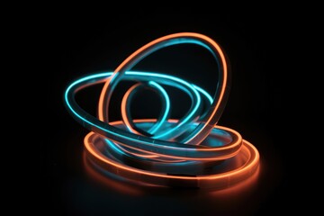Neon ring on a black background. Generative AI