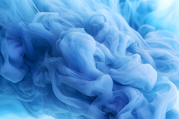 Fototapeta premium Creative background composition. Blue cloud of ink. Magic white abstract background. Blue watercolour paints mixed in water on background. Banner Mock up template.