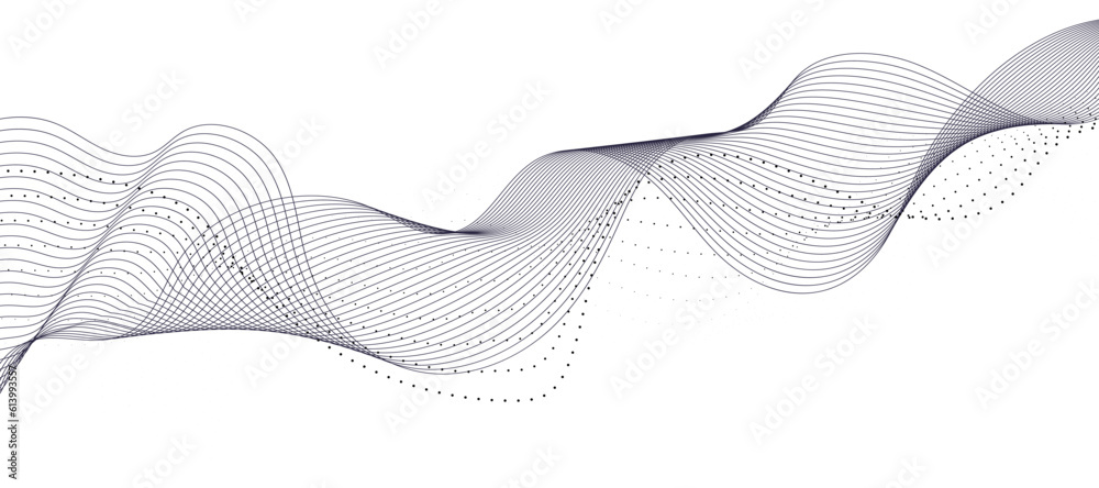 Wall mural grey white abstract background with flowing particles. digital future technology concept. vector ill