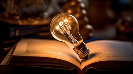 Light bulb on the open book Generative AI