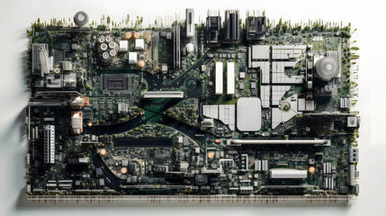 Close-up Image of a Computer's Motherboard - generative ai