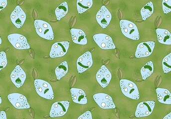 Summer cartoon fruit seamless monster lemon pattern for wrapping paper and fabrics and linens and kids