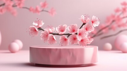 pink podium display sakura Generative AI