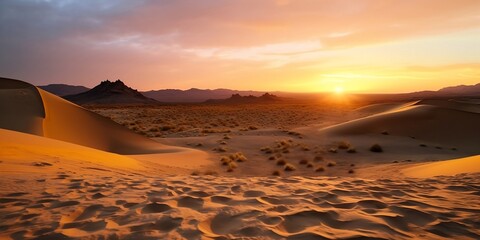Fototapeta na wymiar Dawn over the desert, tourist place. Created with generative AI tools