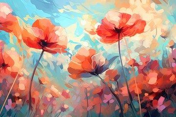 Floral Painted Background. Illustration AI Generative.