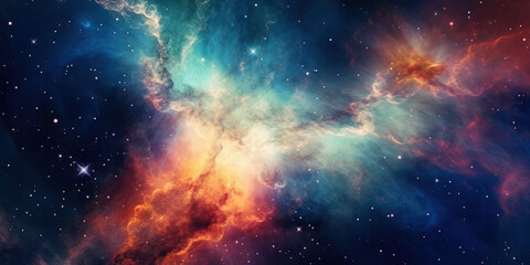 Beautiful colorful space with cloud nebula
