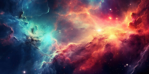 Obraz na płótnie Canvas Beautiful colorful space with cloud nebula