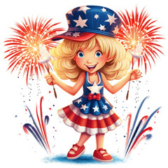 Celebrate Independence: Happy 4th of July Clipart, Generative AI