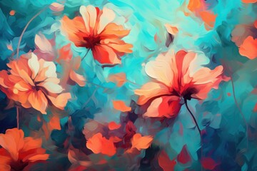 Obraz na płótnie Canvas Floral Painted Background. Illustration AI Generative.